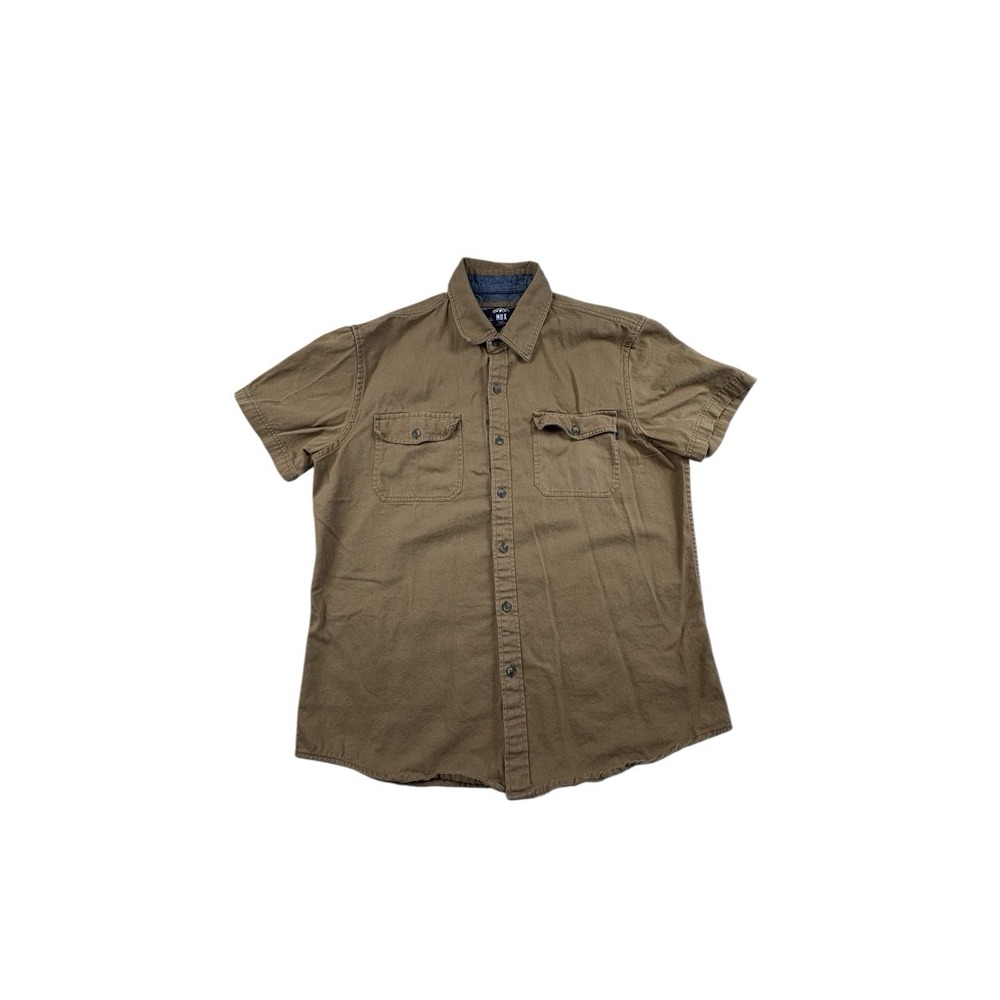 MBX Premium Goods Button Up Shirt Medium Brown Short Sleeve Workwear